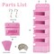 VERONLY Over the Door Hanging Organizer with 5 Large Pockets - Wall Mount Pantry Storage with 2 Big Metal Hooks for Baby Girl’s Diapers Closet,Bathroom,Nursery,Bedroom,Dorm,Baby,Kids Toys (Pink)
